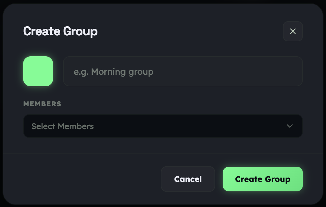 Create a group dialog
